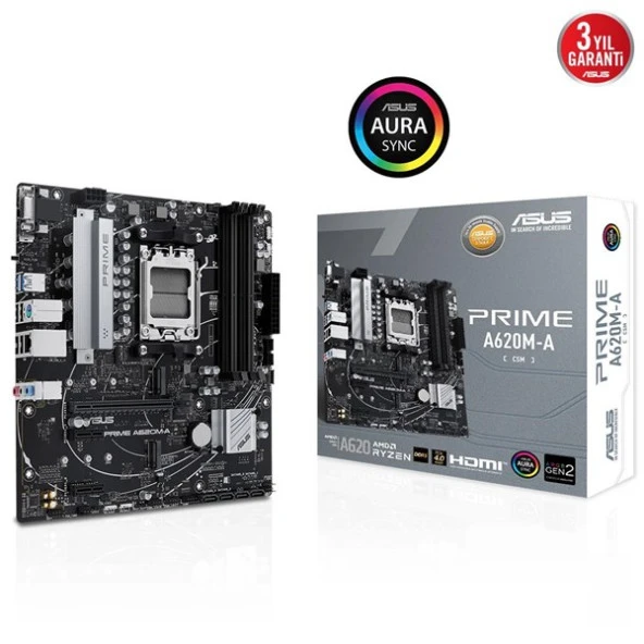 ASUS PRIME A620M-A-CSM DDR5 HDMI-DP PCIE 4.0 AM5 MATX KURUMSAL ANAKART ürün görseli 1