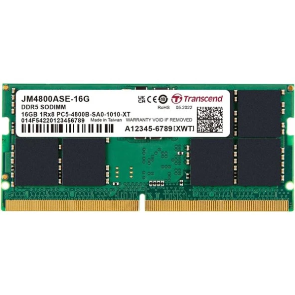 TRANSCEND 16GB DDR5 4800MHZ CL40 NOTEBOOK RAM VALUE JM4800ASE-16G ürün görseli 1