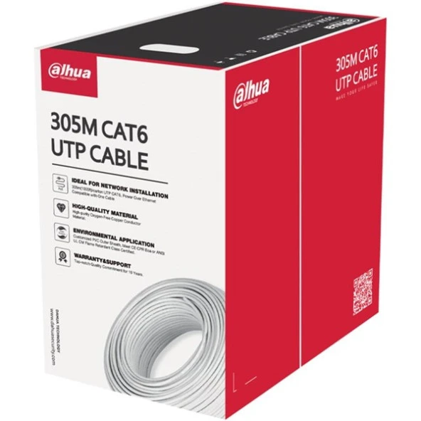 DAHUA 305metre PFM920I-6UN-C Cat6 Beyaz UTP Data Kablosu ürün görseli 1