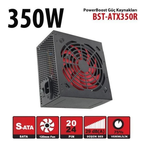POWERBOOST 350W BST-ATX350R 12CM FANLI POWER SUPPLY ürün görseli 1