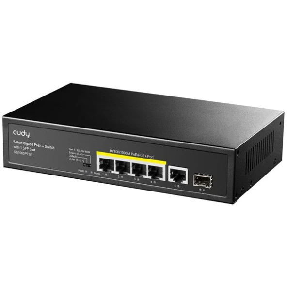 CUDY GS1005PTS1 5 Port Gigabit 1-SFP 120w 4port PoE Yönetilemez Switch ürün görseli 1
