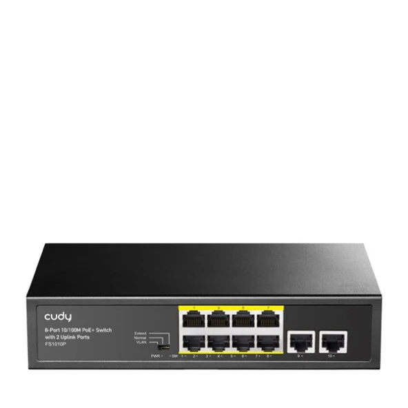 CUDY 8port 80w FULL PoE FS1010P 10/100 2x UPLINK Yönetilemez Switch ürün görseli 1