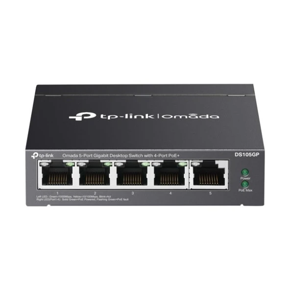 TP-LINK 5port DS105GP GIGABIT 4port 65w PoE Switch ürün görseli 1