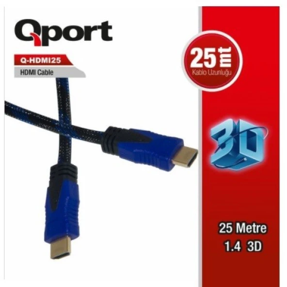 QPORT Q-HDMI25 25metre HDMI Görüntü Kablosu 3D Gold 1.4v ürün görseli 1