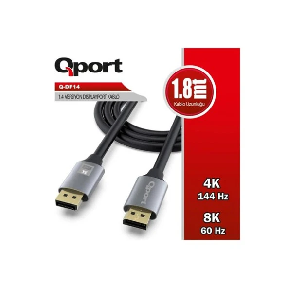 QPORT Q-DP14 2metre DP Kablo 1.4v ürün görseli 1