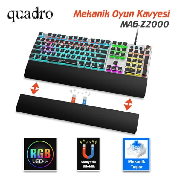 QUADRO MAG Z2000 Q Türkçe USB RGB Mekanik Gaming Klavye ürün görseli 1