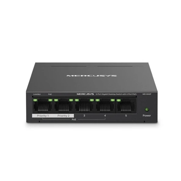 MERCUSYS 5port MS105GP Gigabit 4port 30W PoE Switch ürün görseli 1