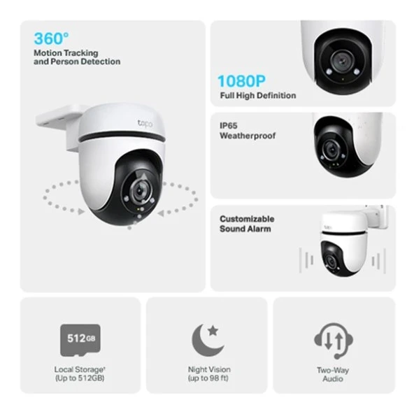 TP-LINK Tapo C500 Dış Mekan Yatay/Dikey Wi-Fi Güvenlik Kamerası ürün görseli 1