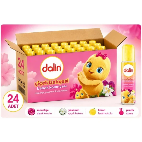 Dalin Bebek Kolonyası 150ML Çiçek Bahçesi (Menekşe-Yasemin-Limon Kokulu) (24 Lü Set) ürün görseli 1