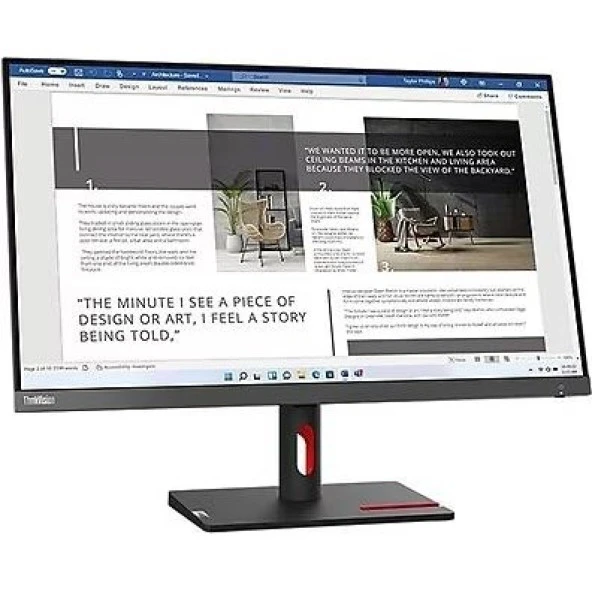 LENOVO 27" IPS 63DFKAT4TK 4MS 100HZ HDMI-DP KURUMSAL MONİTÖR ürün görseli 1