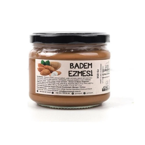 Gurmepark Parçacıklı Badem Ezmesi Kahvaltılık Cam Kavanoz 350 g e ürün görseli 1