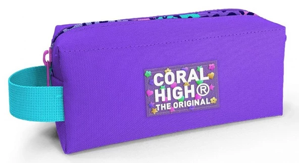 Coral High Mor Leopar Tek Bölmeli Kalemlik - Kız Çocuk Kalem Çantası ürün görseli 1
