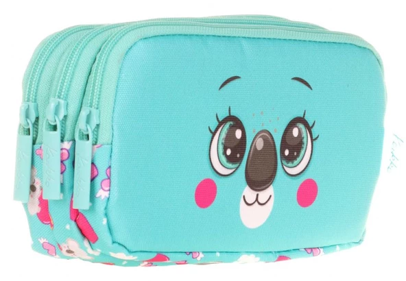 Kaukko Üç Bölmeli Sevimli Koala Yeşil Kız Çocuk Kalem Çantası ürün görseli 1
