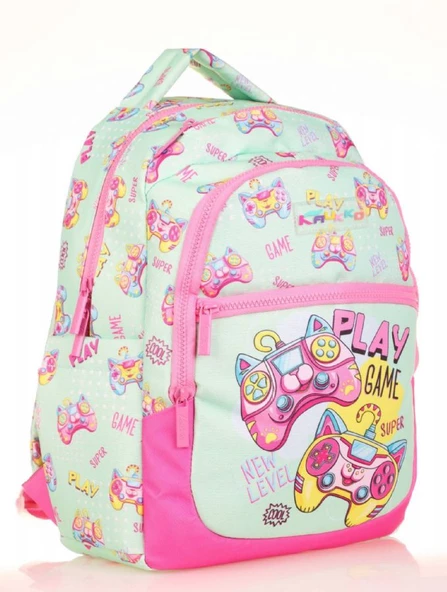 Kaukko Kids Yeşil Pembe Oyun Konsolu Kız Çocuk Okul Sırt Çantası ürün görseli 1