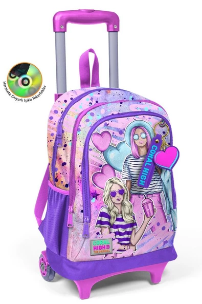 Coral High Işıklı Tekerlekli Pembe Mor Fashion Girl Çekçek Okul Çantası - Kız Çocuk ürün görseli 1