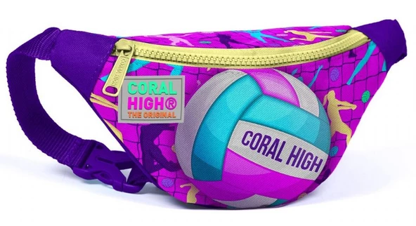 Coral High Pembe Mor Voleybol Baskılı Kız Çocuk Bel Çantası ürün görseli 1