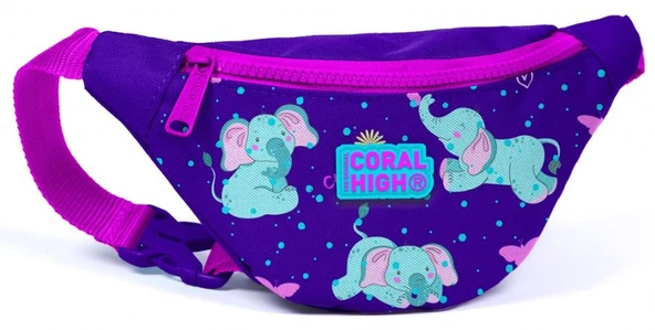 Coral High Kız Çocuk Günlük Bel Çantası - Mor Pembe Fil ürün görseli 1