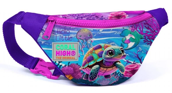 Coral High Pembe Mor Kaplumbağa Baskılı Kız Çocuk Bel Çantası ürün görseli 1