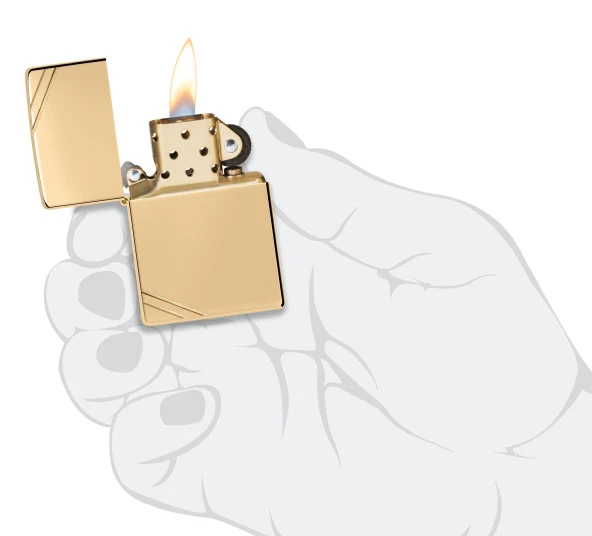 Zippo Vintage High Polish Brass - Resim 4