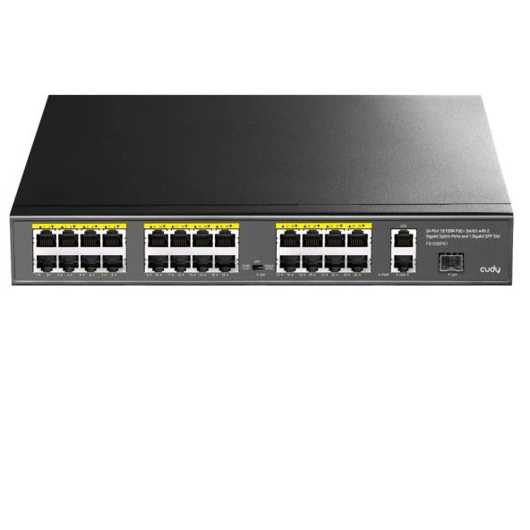 CUDY FS1026PS1 24 Port 10/100 1-SFP 300w Full PoE Yönetilemez  Switch ürün görseli 1