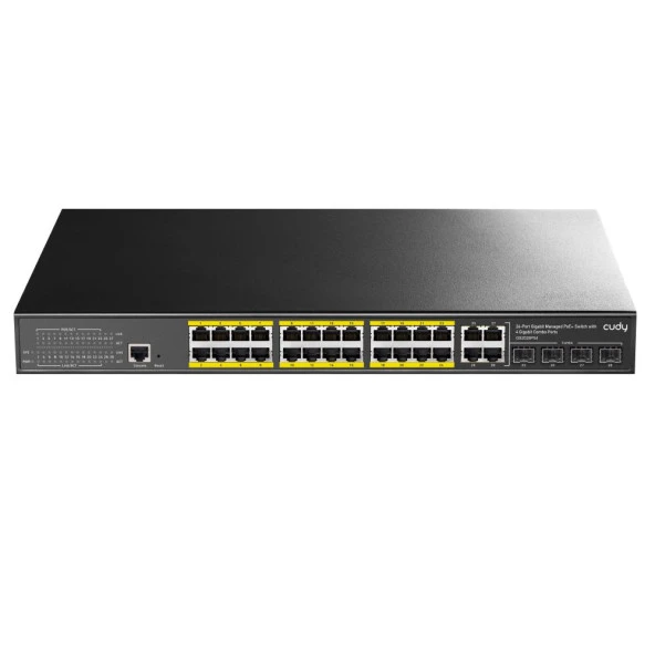 CUDY 24port 300w FULL PoE GS2028PS4-300W GIGABIT 4X SFP Yönetilebilir Switch ürün görseli 1