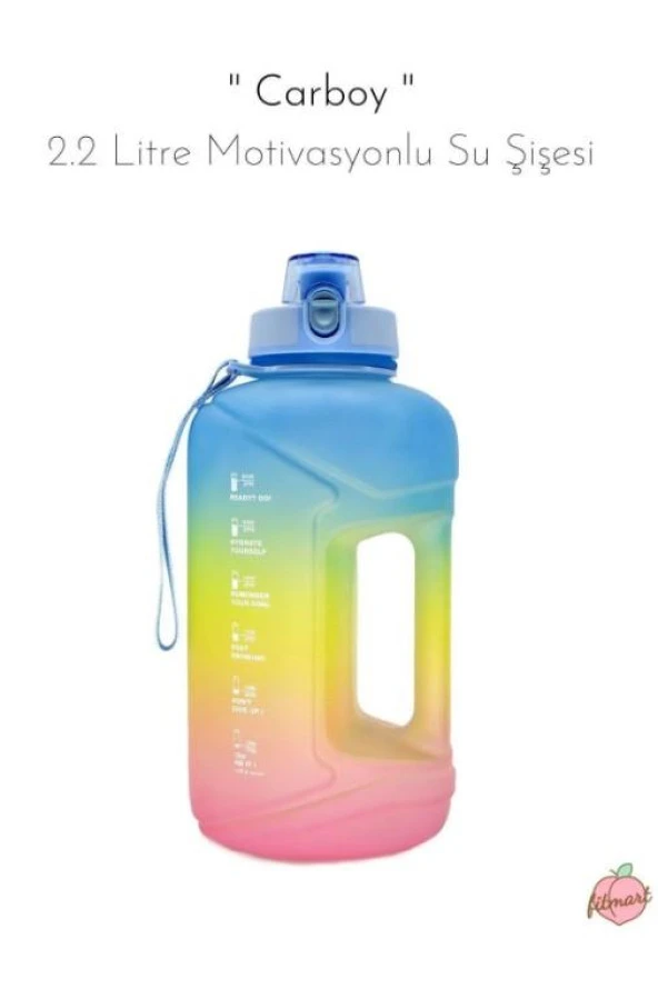 Fitmart Carboy - 2.2 Litre Motivasyonlu Su Şişesi mavi-sarı-pembe ürün görseli 1