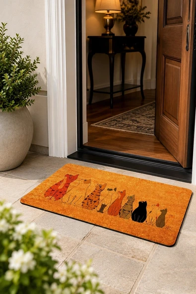 Esnature Sevimli Kediler Kapı Önü Paspası 45x70 Cm ürün görseli 1