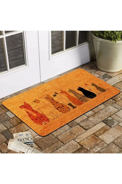 Esnature Sevimli Kediler Kapı Önü Paspası 45x70 Cm - Resim 2
