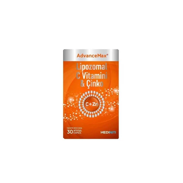 Mediniti AdvanceMax Lipozomal C Vitamini ve Çinko 30 Bitkisel Kapsül ürün görseli 1