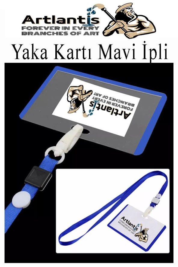 Mavi İpli Yaka Kartı 10 Adet Ayarlanabilir Boyuna Asma Kimlik Koruyuculu PVC Mavi Yaka Kartlığı Seyehat Ofis Okul Büro ürün görseli 1