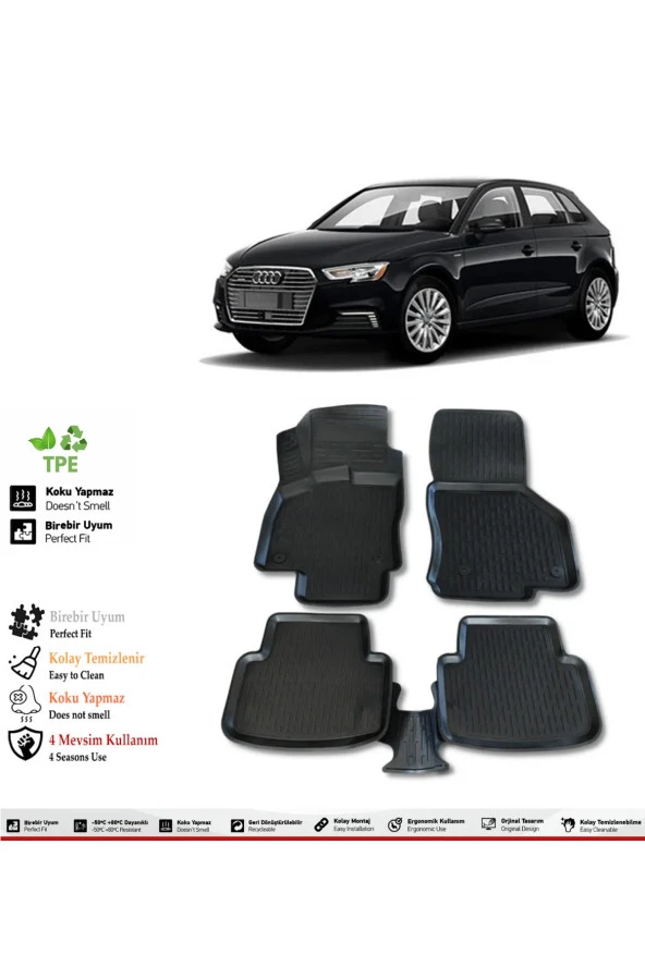 İzoref Audi A3 HB 2012 Model 4D Havuzlu Paspas ürün görseli 1