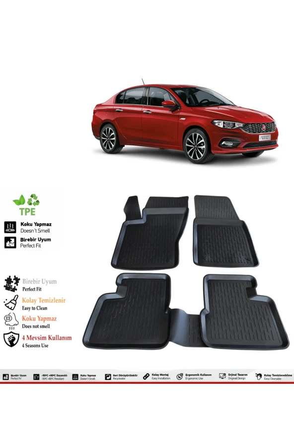 İzoref Fiat Egea Sedan 2015 Model 4D Havuzlu Paspas ürün görseli 1