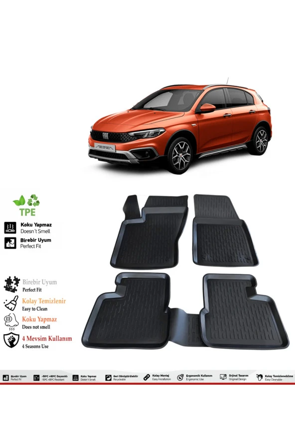 İzoref Fiat Egea Cross 2025 Model 4D Havuzlu Paspas ürün görseli 1