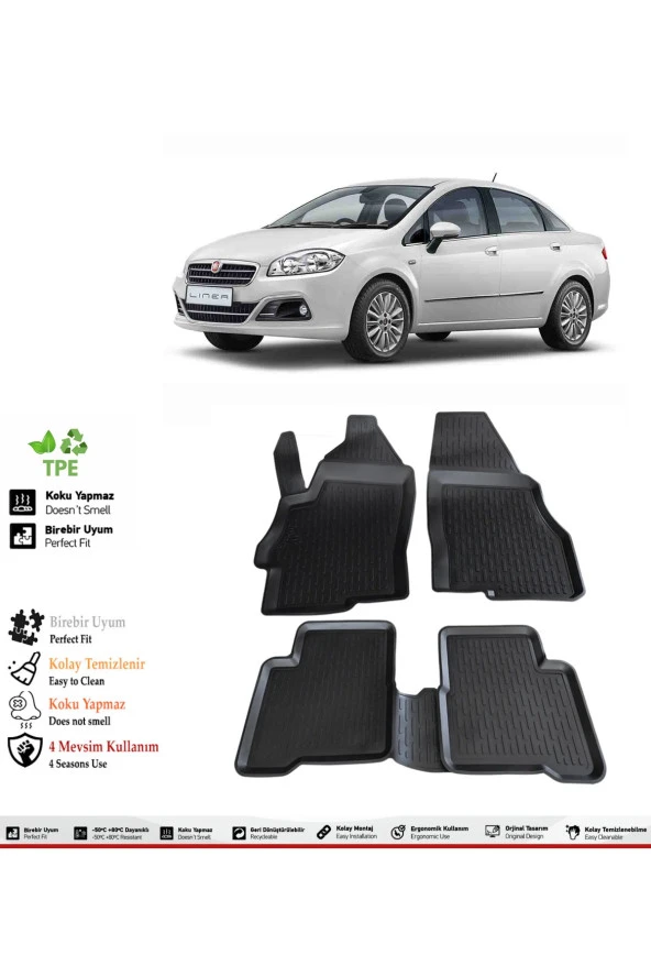 İzoref Fiat Linea 2008 Model 4D Havuzlu Paspas ürün görseli 1