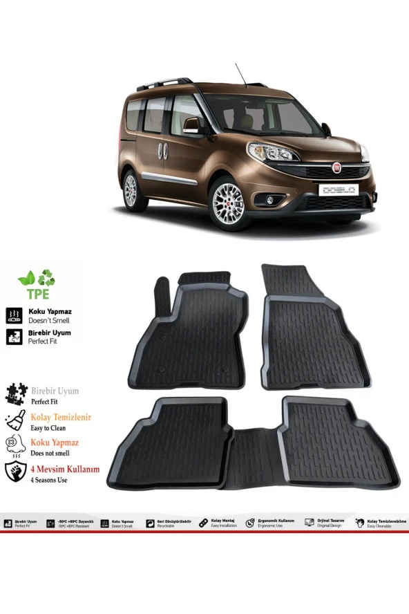 İzoref Fiat Doblo 2015 Model 4D Havuzlu Paspas ürün görseli 1