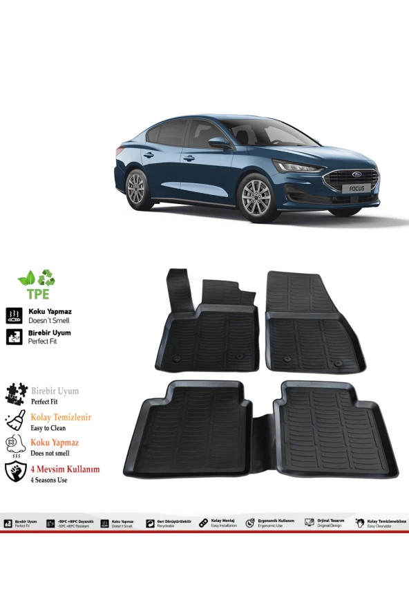 İzoref Ford Focus 5 2023 Model 4D Havuzlu Paspas ürün görseli 1