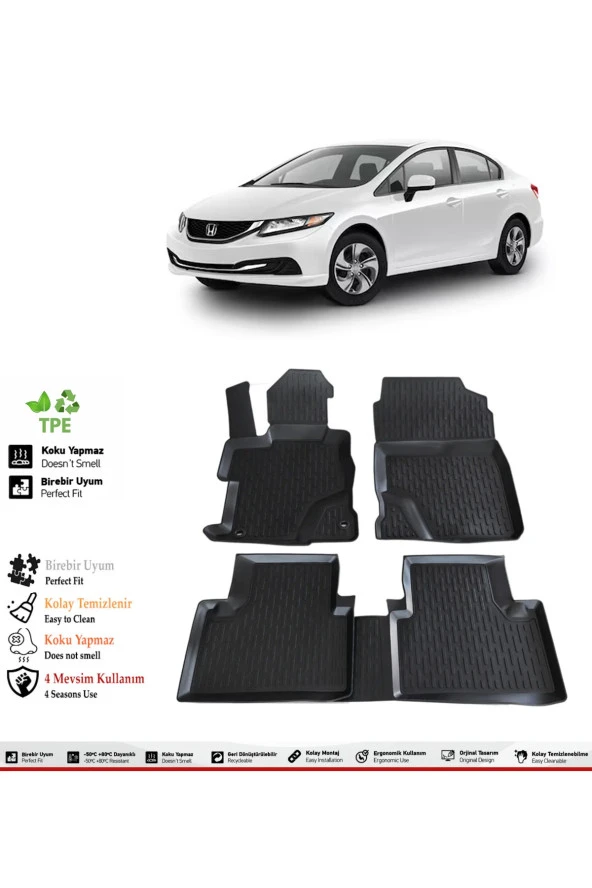 İzoref Honda Civic FB7 2014 Model 4D Havuzlu Paspas ürün görseli 1