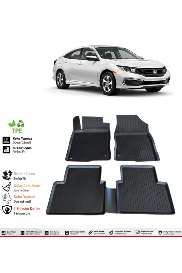 İzoref Honda Civic FC5 2019 Model 4D Havuzlu Paspas ürün görseli 1