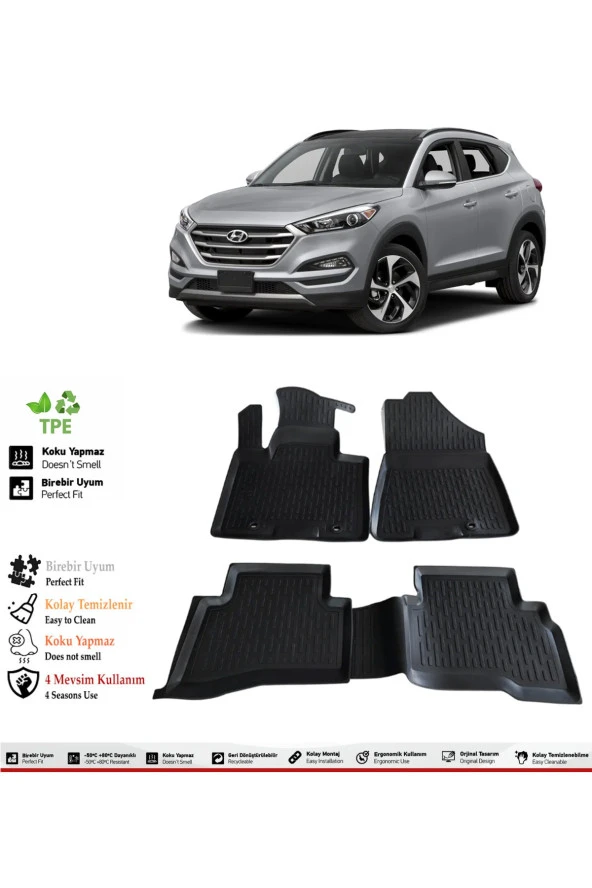 İzoref Hyundai Tucson 2019 Model 4D Havuzlu Paspas ürün görseli 1