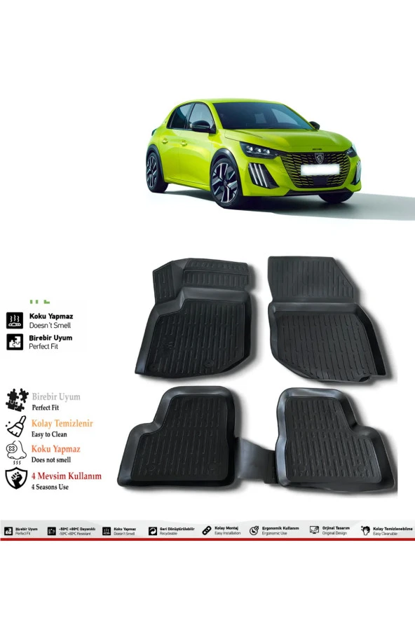 İzoref Peugeot 208 2022 Model 4D Havuzlu Paspas ürün görseli 1