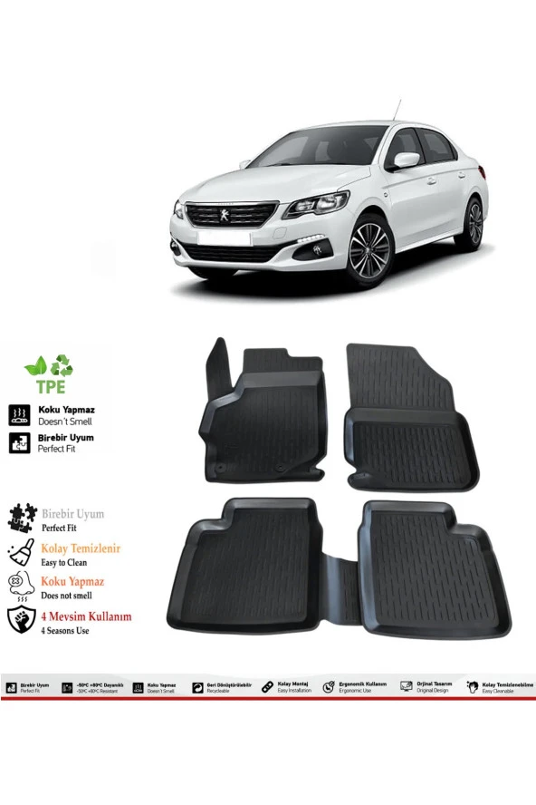 İzoref Peugeot 301 2018 Model 4D Havuzlu Paspas ürün görseli 1