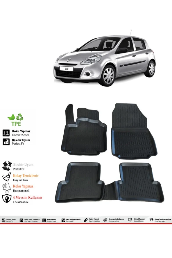 İzoref Renault Clio 3 2012 Model 4D Havuzlu Paspas ürün görseli 1
