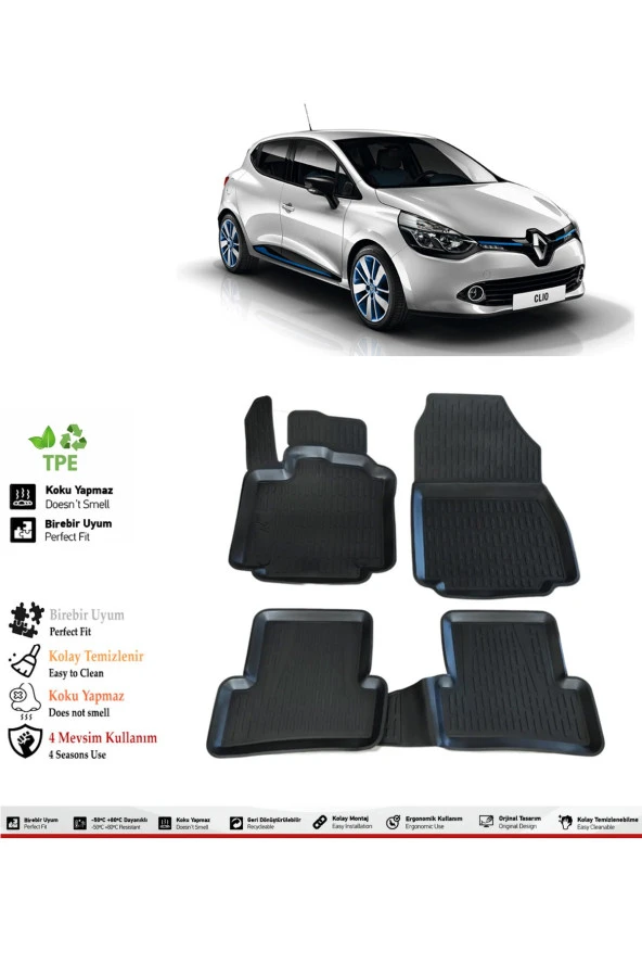 İzoref Renault Clio 4 2019 Model 4D Havuzlu Paspas ürün görseli 1