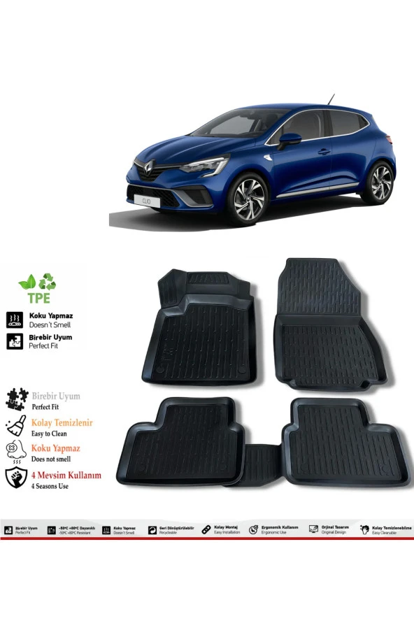 İzoref Renault Clio 5 2025 Model 4D Havuzlu Paspas ürün görseli 1
