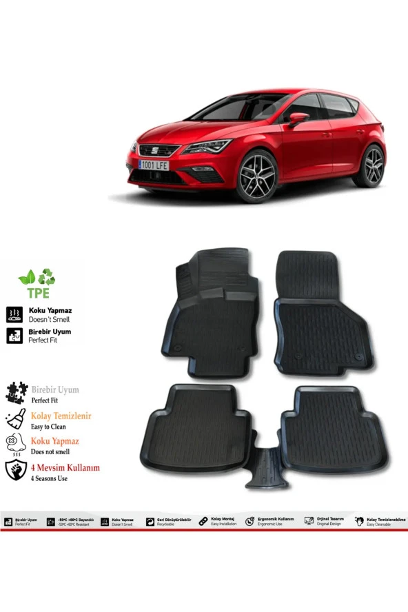 İzoref Seat Leon 2019 Model 4D Havuzlu Paspas ürün görseli 1