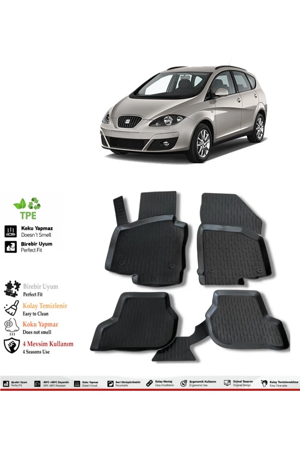 İzoref Seat Altea 2005 Model 4D Havuzlu Paspas ürün görseli 1