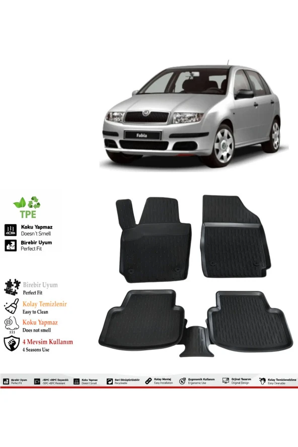 İzoref Skoda Fabia 2007 Model 4D Havuzlu Paspas ürün görseli 1
