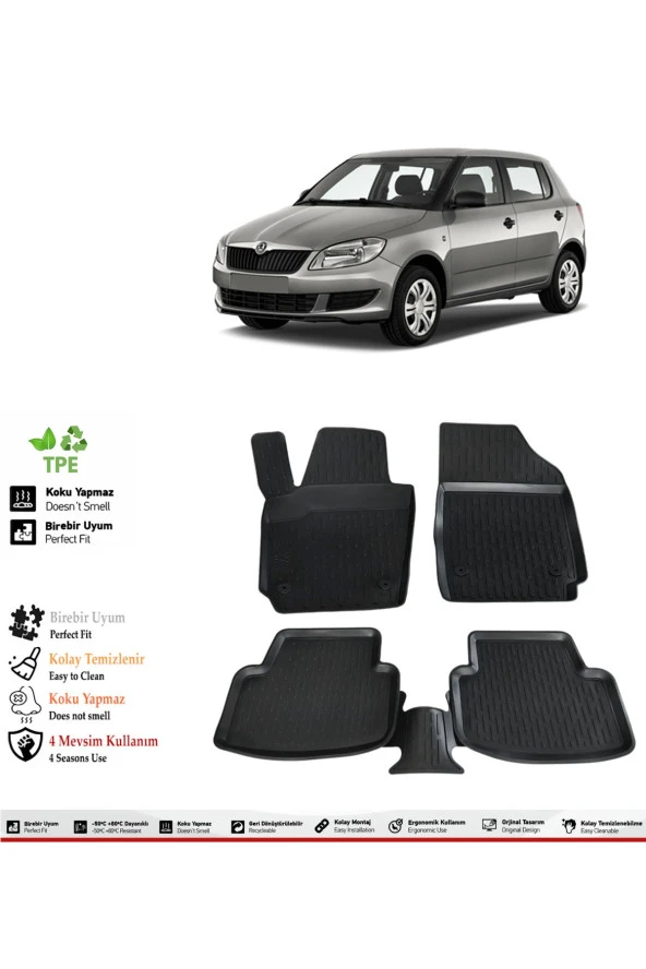 İzoref Skoda Fabia 2010 Model 4D Havuzlu Paspas ürün görseli 1
