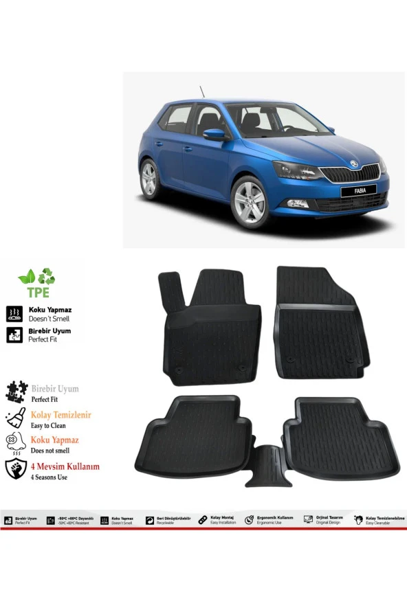 İzoref Skoda Fabia 2015 Model 4D Havuzlu Paspas ürün görseli 1