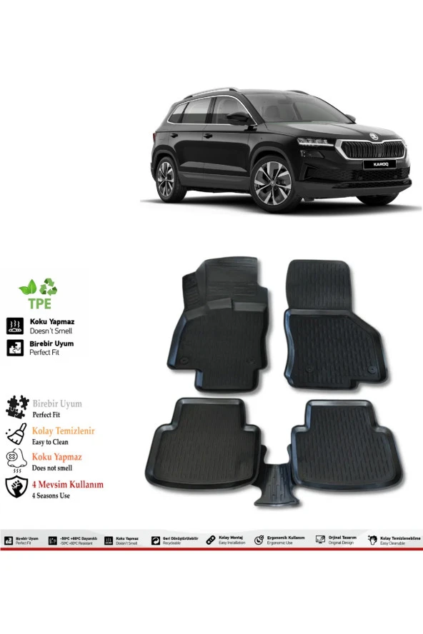 İzoref Skoda Karoq 2020 Model 4D Havuzlu Paspas ürün görseli 1